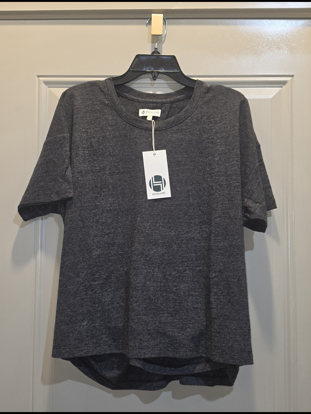 Hoodlamb By Hemp Tailor Gray Short Sleeve Crewneck Open-back Tee